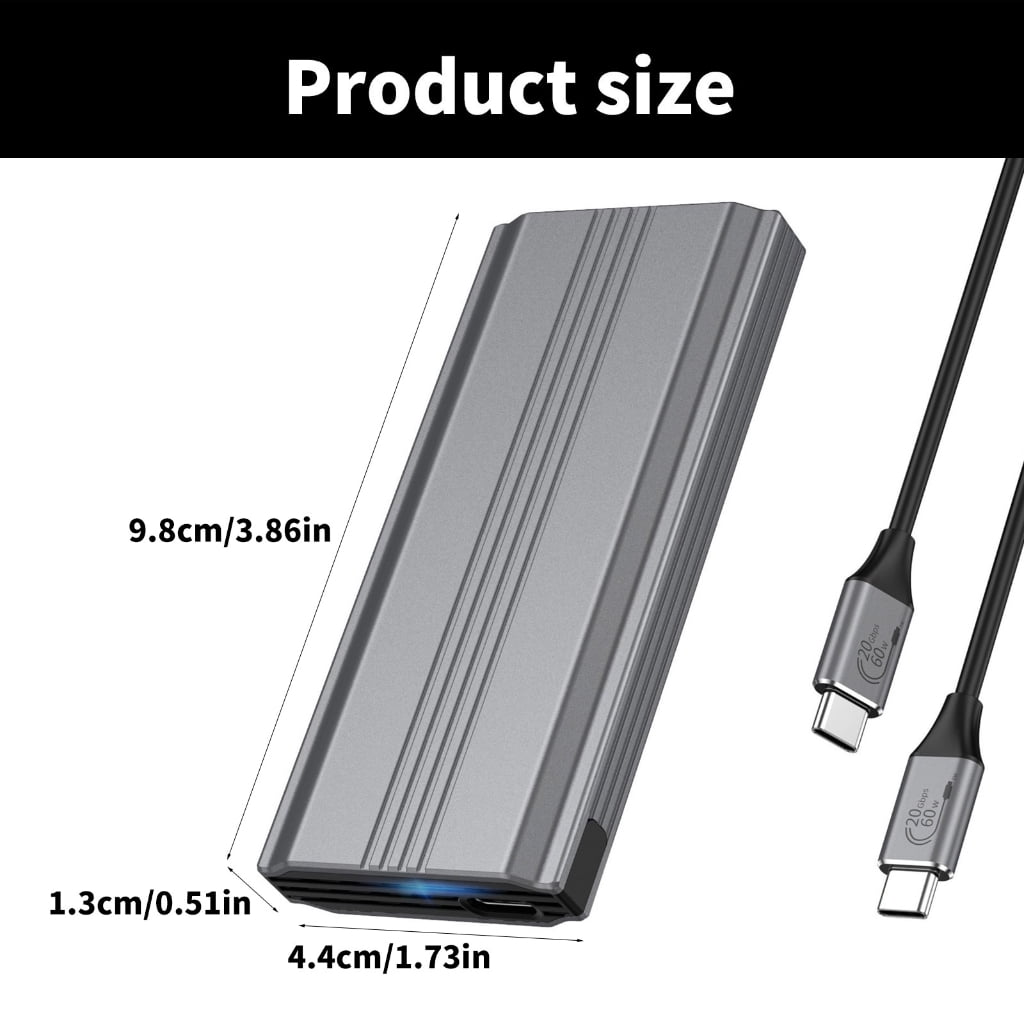 Milue External M.2 NVMe SSD Shell USB 3.1 Type C 20Gbps Large 8TB Storage