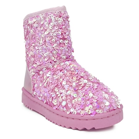 

Kids Girl Winter Sequin Glitter Fur Lined Ankle Boot