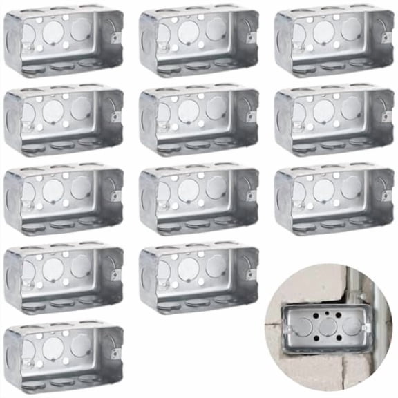 12 PCS Electrical Box Junction Box, 4 x 2 in Single Gang Metal Electrical Boxes with 11 Standard 1/2 in Knockouts, Rectangular Drawn Construction Outlet Boxes for Wall and Conduit Wiring
