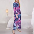 thumbnail image 3 of Honeii Hawaiian Beach Dolphin print Women's Pajama Sets Long Sleeve Button Down Sleepwear Nightwear Soft Pjs Lounge Sets-Medium, 3 of 7