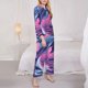 thumbnail image 3 of Fotbe Hawaiian Beach Dolphin Conjunto de Pijama de Manga Larga para Mujer con Estampado, Ropa de Dormir de 2 Piezas, Conjunto de Casa Suave y Cómodo con Bolsillos-XX-Large, 3 of 7
