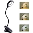 thumbnail image 1 of Lámpara de escritorio LED inalámbrica recargable de 3 W, 24 LED, táctil, con clip, 3 colores y 3 niveles de brillo, pequeña lámpara de lectura para niños antes de dormir, portátil, color negro., 1 of 5
