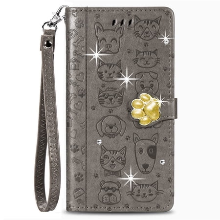 Case for OPPO Reno 8 5G Wallet case, cute cat and dog cartoon style, with card slot holder, PU leather flip phone case
