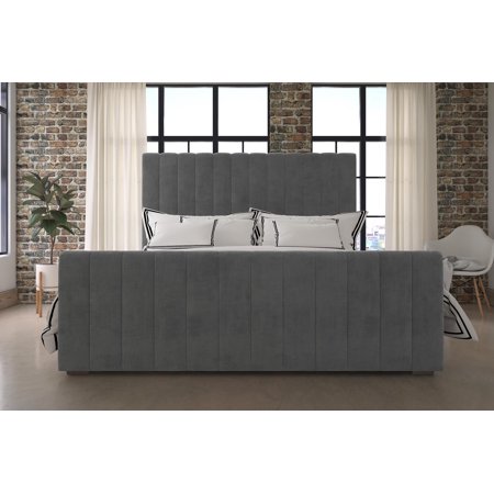 Luxurious DHP Dante Upholstered Platform Bed, Grey Velvet, King, New | eBay