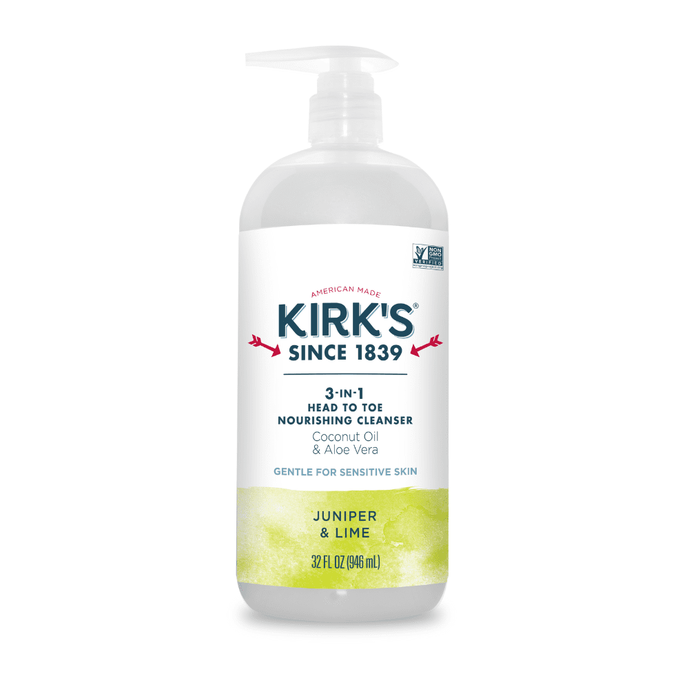 Kirk's 3-in-1 Nourishing Cleanser - Made With Coconut Oil & Aloe Vera, Juniper & Lime, 32 Fl Oz