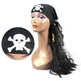 thumbnail image 2 of Peluca pirata Cosplay Peluca Headwear Disfraces de piratas de Halloween Disfraces de decoración de fiesta de disfraces de carnaval (Negro), 2 of 5