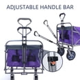 thumbnail image 3 of Collapsible Folding Wagon Cart, Beach Trolley Foldable Cart  with Adjustable Handle, Heavy Duty 150 LBS Capacity Utility for Grocery Outdoor Garden Shopping Fishing, Purple, 3 of 5