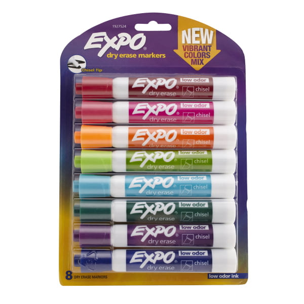 5 Packs EXPO Low-Odor Dry Erase Markers Chisel Tip Black 8 Count 40 Total