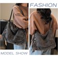 thumbnail image 7 of Sunyuer Women Vintage Washed Denim Hobo Bag, Large Capacity Commuter Shoulder Tote Handbag, Casual Retro Denim Crossbody Bag with Adjustable Strap for Work Travel Daily Use, 7 of 7