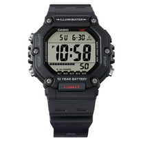 Casio Mens Digital Wristwatch Large Lcd 10-Yr Battery 100M Water Resistant Stopwatch Black