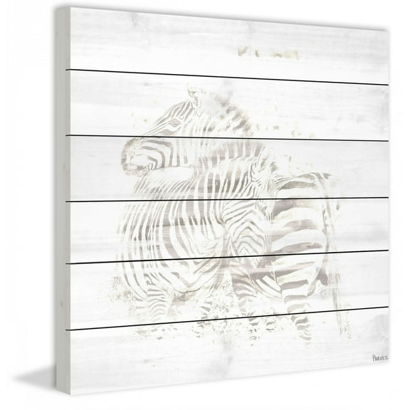 Parvez Taj Handmade - White Stripes Print on White Wood 32 x 32