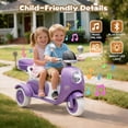 thumbnail image 2 of Track Seven 12V Kids Ride on Motorcycle, 3-Wheel 2-Seater Electric Motorcycle with Dual Motor, Bluetooth, LED Lights, Storage Trunk, Front Hook, Ride on Toy Car for Boys Girls Aged 3+, Purple, 2 of 7
