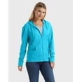 thumbnail image 3 of Women's Hanes® Slub Jersey Full Zip Hooded Sweatshirt Color: Process Blue Size: X LARGE, 3 of 6