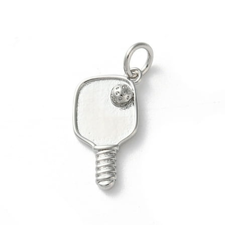 10pcs Rack Plating Brass Pendants Lead Free & Cadmium Free Long-Lasting Plated Pickleball Charms with Jump Ring Platinum 17x9x2.5mm Hole: 3.5mm