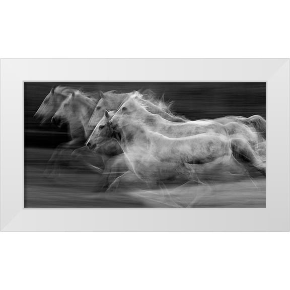 Malovrh, Milan 32x19 White Modern Wood Framed Museum Art Print Titled - Gallop in the repetition