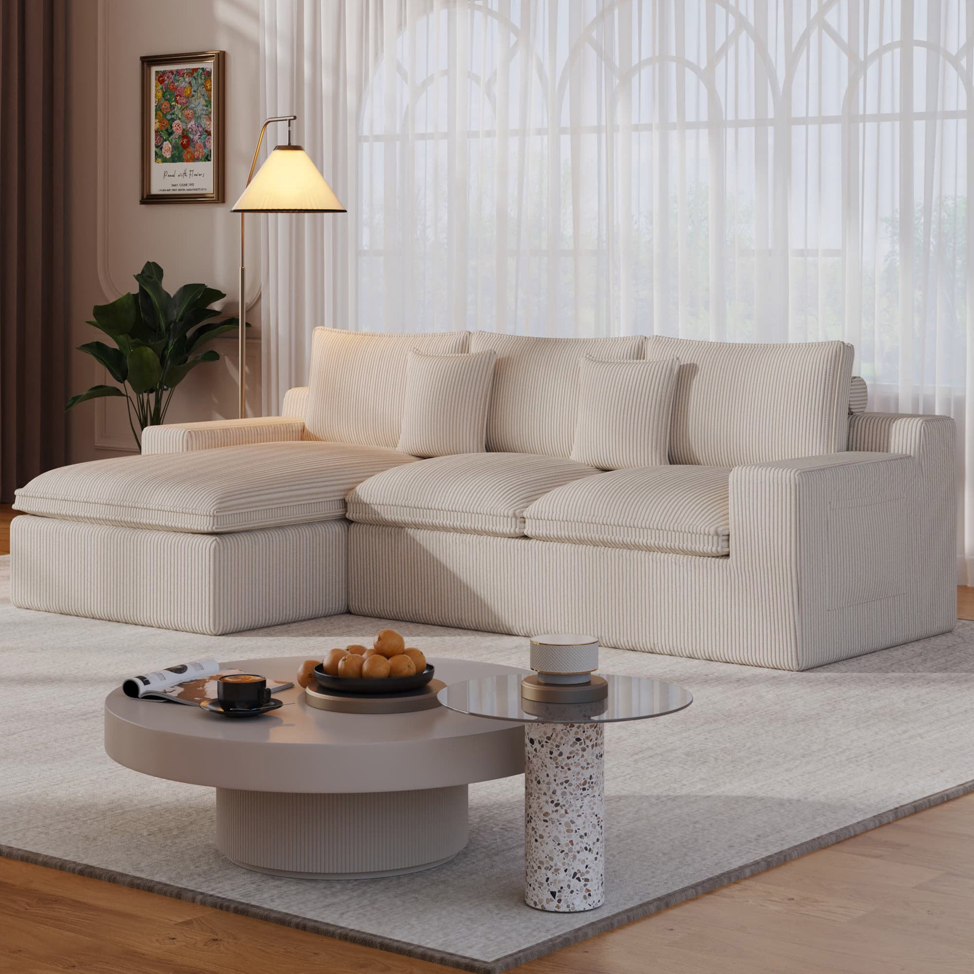108” Modular Sectional Sofa, Cloud Sectional Couch with Deep Seat, Modern Modular L-Shape Sofa Couch with Chaise,Upholstered Couches for Living Room Bedroom