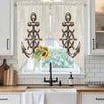thumbnail image 6 of Nautical Anchor Swag Valances for Windows, Kitchen Window Curtains Over Sink, Vintage Coastal Rudder Farmhouse Beige Window Treatment Curtains for Living Room/Bedroom Curtains 2 Panel Sets 36"x45", 6 of 8