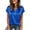 Blue, variant on Women's Satin Short Sleeve Tops Silky V Neck Plain Loose Blouses Summer Casual Trendy Lightweight Clothes