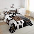 thumbnail image 4 of Woodland Bedding Set Hunting Bear Deer Patchwork Brown Buffalo Plaid Comforter Set Twin,Rustic Cabin Barn Door Down Comforter Camper Decor,Wildlife Paw Print Pine Trees Duvet Insert, 4 of 6