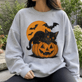 thumbnail image 5 of Halloween Shirt, Black Cat on Pumpkin Sweatshirt, Vintage Jack O Lantern Hoodie, Spooky Bat T-Shirt, Halloween Gift for Cat Lovers, 5 of 9