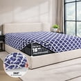 thumbnail image 5 of Lux Decor King Sheets Set 4 Piece - Quatrefoil Pattern, Ultra Soft Polyester Sheet Deep Pocket Fit, Wrinkle Free, Breathable & Fade Resistant OEKO-TEX Certified, Navy Blue, 5 of 11