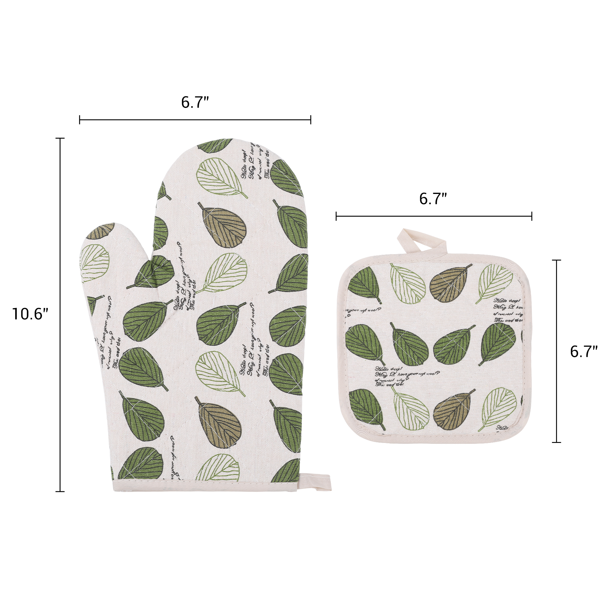 Unique Bargains Heat Resistant Oven Mitts and Pot Holders Sets 4 Pcs Green 10.6x6.7 Inch