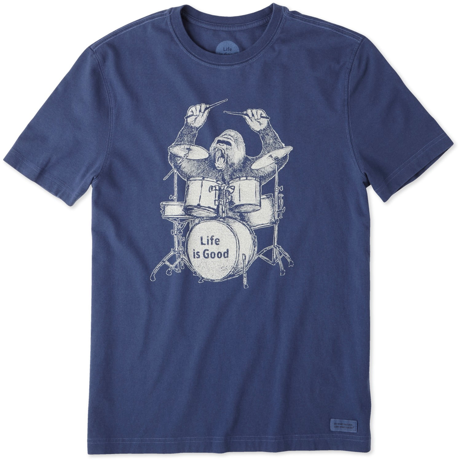 Crusher Tee: Gorilla Drums Darkest Blue 