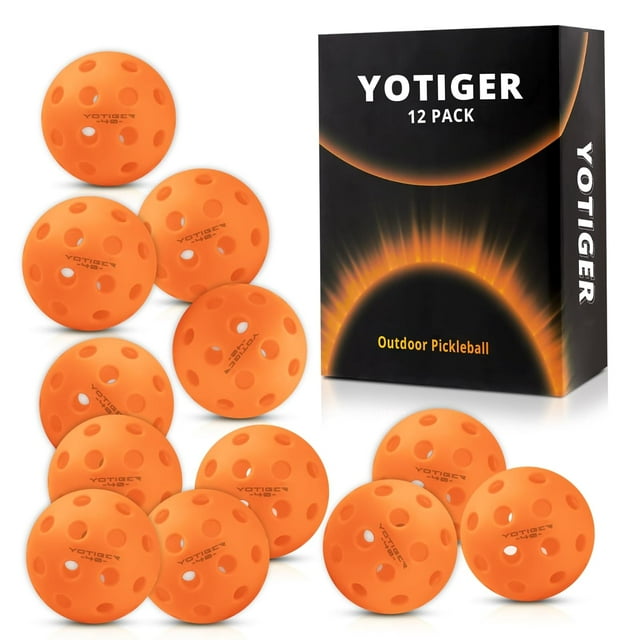 Pickleball Balls, 40 Holes, High Visibility And Bounce, Durable For All Skill Levels, Pack Of 12 Pcs, Orange Color