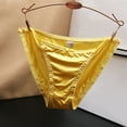 thumbnail image 3 of Panties for Women,French Bow Low Waist Seamless Satin Hollow Out Underwear For Women Elegant Buttoned Triangle Panties,Womens Underwear,Yellow,M, 3 of 3