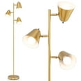 thumbnail image 1 of Gymax 3-Bulb Floor Lamp Standing Tall Tree Lamp w/ 3 E26 A19 Bulbs Golden, 1 of 10