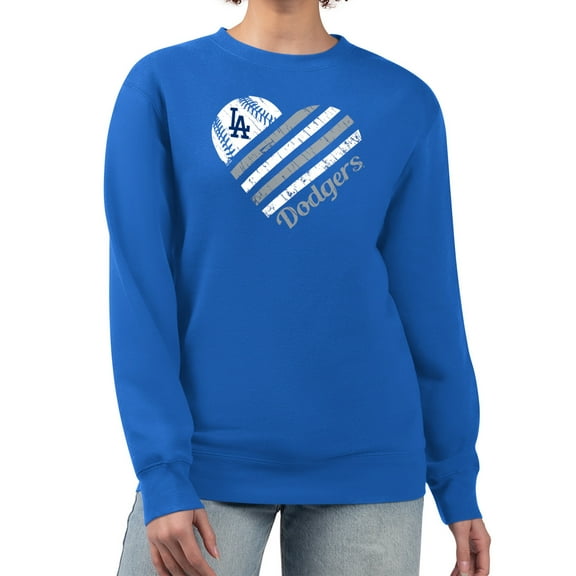 Women's G-III 4Her by Carl Banks Royal Los Angeles Dodgers Heart Logo Fleece Pullover Sweatshirt