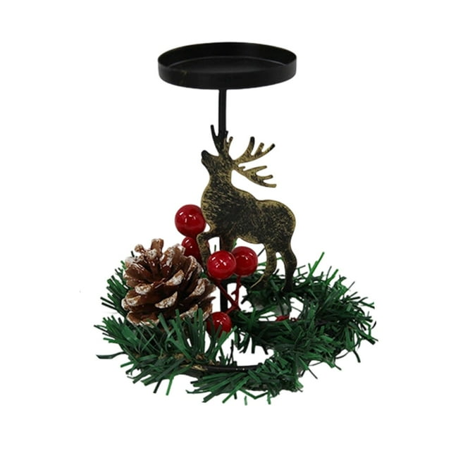 Chandelier de Noël Centre de Table, Designs Cœur de Renne en Métal, Couronne Baies Rouges, Décoration de Table de Fête, Décoration Maison Festive, Pièce D'Accent Saisonnière HAOLEJW / Fer, D