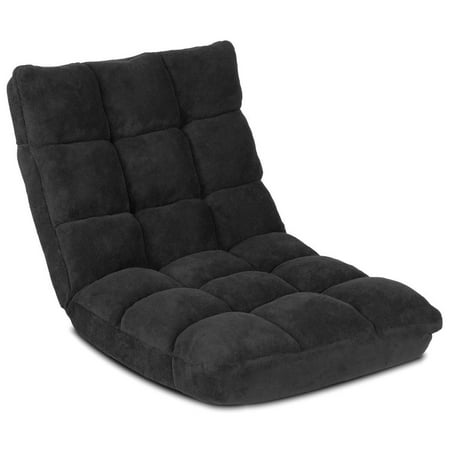 Topbuy Adjustable 14-Position Floor Chair ,Padded Gaming Chair Lazy Recliner Black