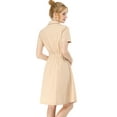 thumbnail image 6 of INSPIRE CHIC Women's Fit and Flare Collar Pocket Elastic Waist Mini Dress M Beige, 6 of 9
