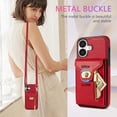 thumbnail image 6 of For iPhone 16 Wallet Case, Crossbody Strap Phone Case with Zipper Card Holder, RFID Blocking PU Leather Cover for Women, Adjustable Anti-Theft Zipper Pocket for iPhone 16,Red, 6 of 7