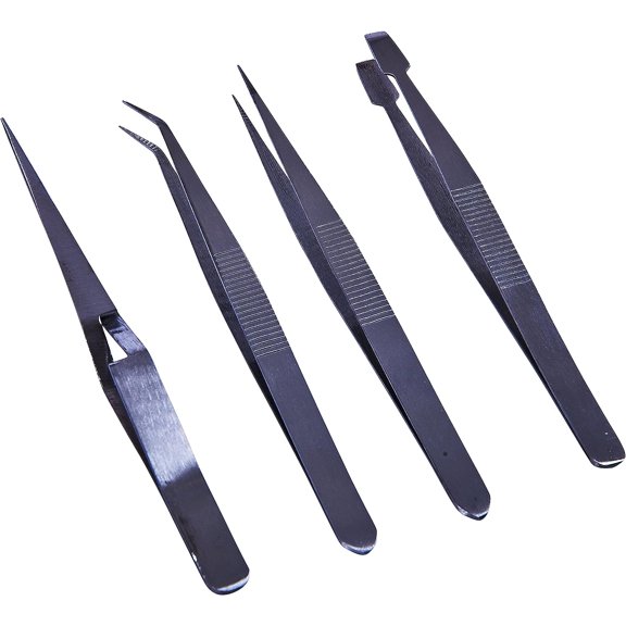 Tweezer Set, Angled and Curved Tweezers for Crafting and Jewellery Repairs, 4 Pieces