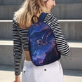 thumbnail image 5 of Bingfone Starry Sky Wall Flying Tiger Print Canvas College Laptop Backpack, Large Capacity Lightweight College Bookbag Casual Daypack-Small, 5 of 5