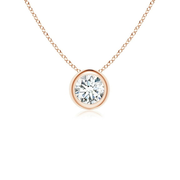 Angara Lab Grown Diamond Solitaire Pendant Necklace in 14K Rose Gold for Women (Size-4.1mm) - April Birthstone Jewelry | 0.25ct Lab Diamond Necklace