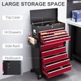 thumbnail image 3 of 14-Drawer Rolling Tool Chest, Lockable Steel Tool Storage Cabinet with Detachable Top Toolbox and Soft Liners, Red Mobile Workshop Organizer for Garage and Home Workshop, 3 of 7
