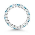 thumbnail image 3 of Gem Stone King 2.80 Cttw Round Swiss Blue Topaz and White Created Sapphire Women Eternity Band Ring | 925 Silver | Gemstone Birthstone | Wedding Engagement Anniversary Promise Ring for Women | Size 7, 3 of 6
