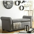 thumbnail image 2 of Posh Living Ashley Faux Leather Storage Bench with Nail Head Trim in Gray, 2 of 9