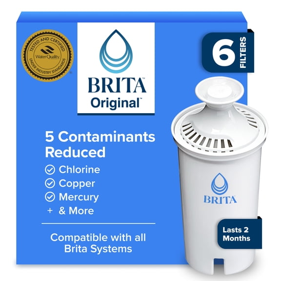 Brita Standard Water Filter, Replacement Filter for Pitchers and Dispensers, 6 Ct