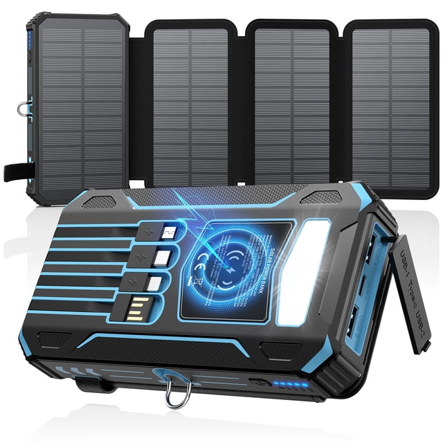 Banco de energía solar SOARAISE 48000mAh con 4 paneles solares