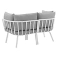thumbnail image 6 of Lounge Loveseat Sofa, Aluminum, Metal, Steel, White Grey Gray, Modern Contemporary Urban Design, Outdoor Patio Balcony Cafe Bistro Garden Furniture Hotel Hospitality, 6 of 10