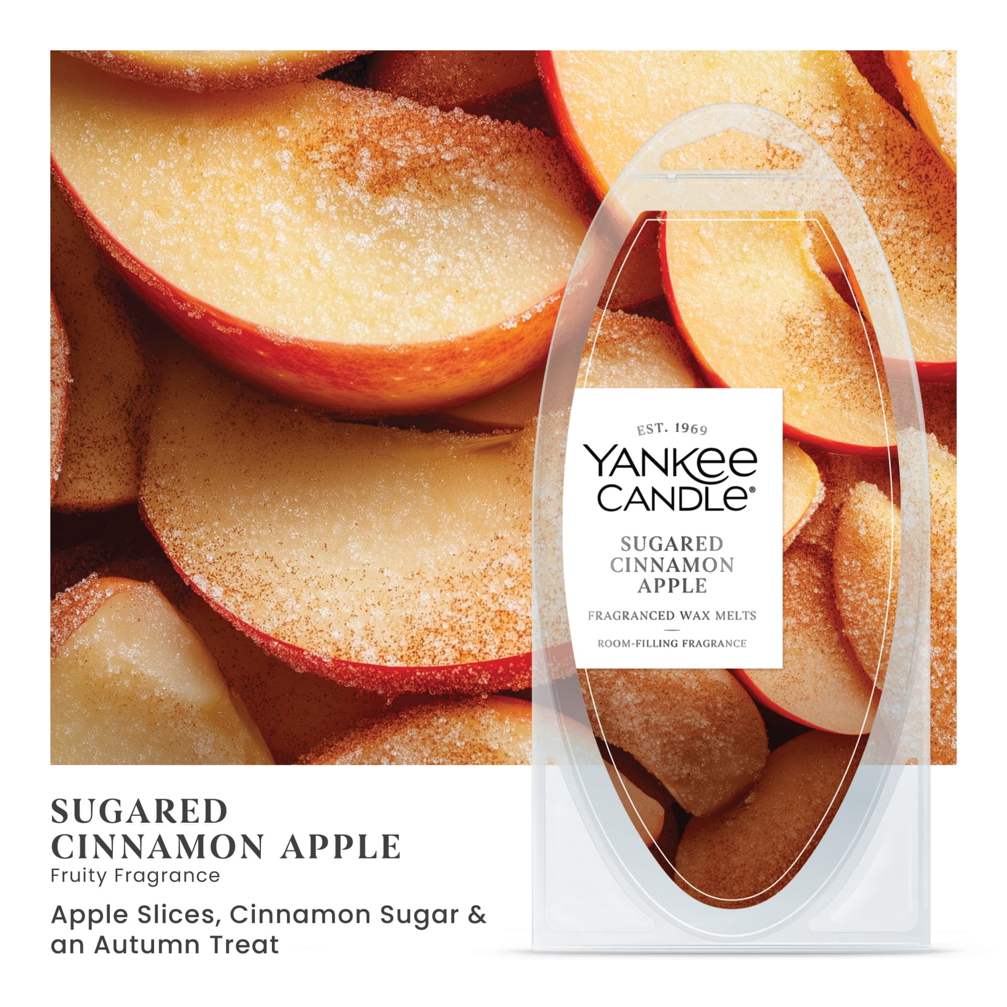 (2 pack) Yankee Candle Sugared Cinnamon Apple Fragranced Wax Melts, 1 Pack of 6, 2.6 oz