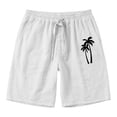 thumbnail image 3 of CONZONE Mens Linen Shorts Elastic Waist Drawstring Summer Beach Shorts for Men Hawaiian Graphic Lightweight Loose Fit Outdoor Shorts With Pockets, 3 of 4