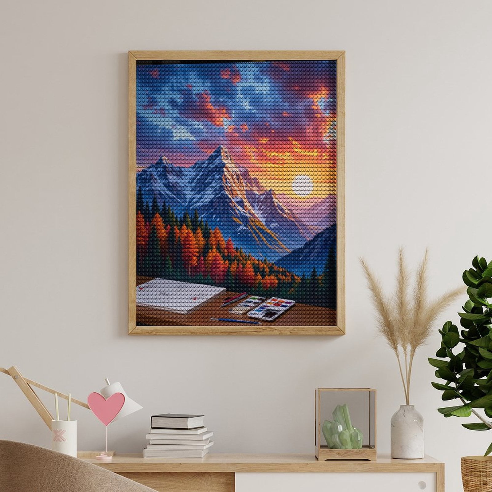 Diamond Art Kits for Adults - Mountain Sunset Art Canvas Painting 5d Diamond Painting for Adults, Diamond Art for Adults Beginners, Frameless Diamond Painting Kits for Adults for Home Wall Decor