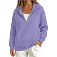 thumbnail image 2 of Sevevn Women's Half Zip Hoodie Long Sleeve Pullover Sweatshirt Casual Loose Hooded Tops Purple M, 2 of 2