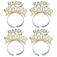 thumbnail image 2 of 4 Pieces New Years Eve Party Supplies,Happy New Year Headband Tiara,Metallic Fringed Noise Makers Gold Sliver for Kids and Adults (Gold, 11*18cm/4.3*7.1inch), 2 of 4