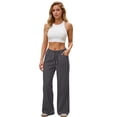 thumbnail image 5 of Low Rise Sweatpants Women Wide Leg Baggy Joggers with Pockets Athletic Workout Sweatpants Lounge Pants Dark Gray 2XL, 5 of 6